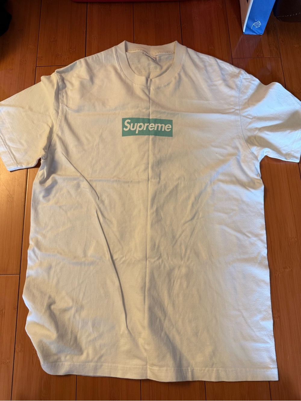 Supreme Tiffany Men's White T-Shirt with Teal Box Logo